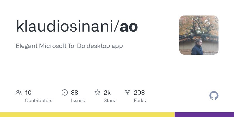 GitHub - klaudiosinani/ao: Elegant Microsoft To-Do desktop app